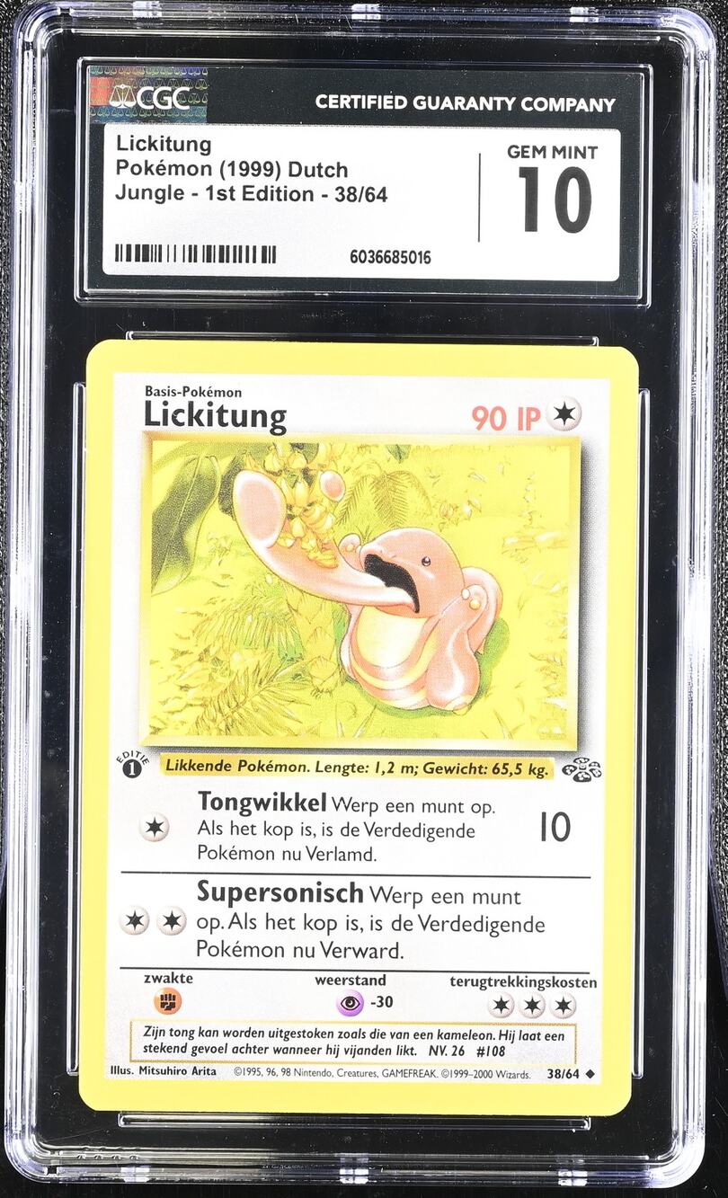 CGC 10 GEM MINT Lickitung 1st Edition 38/64 Pokemon Dutch Jungle (PSA/BGS) Pop 1